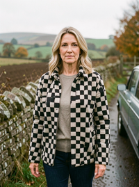 Checked Wool-Blend Fleece Jacket - Black and White Checkered