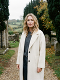 Women's Oversized Longline Wool-Blend Coat — Elegant Commuter Coat - Ivory