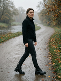 Women's British-Style Chunky Combat Ankle Boots — Durable Lace-Up Boots - Black