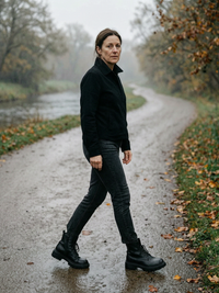 Women's British-Style Chunky Combat Ankle Boots — Durable Lace-Up Boots - Black