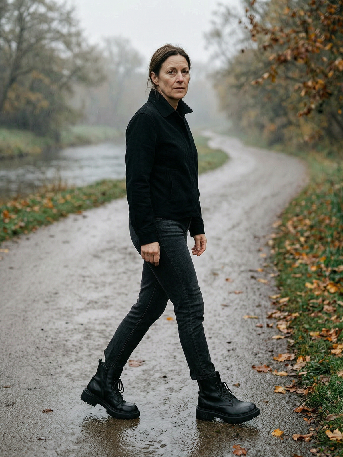 Women's British-Style Chunky Combat Ankle Boots — Durable Lace-Up Boots - Black