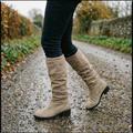 Women's Slouchy Suede Boots — Low Heel, Fleece-Lined
