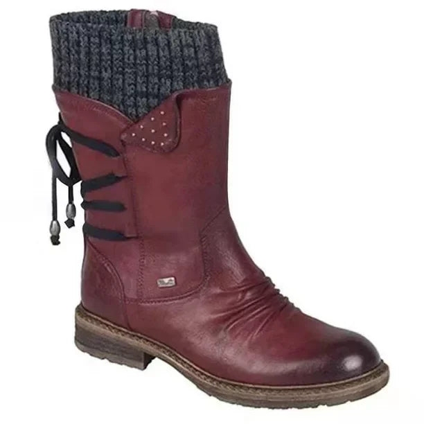 Women's Winter Boots with Knitted Cuff and Side Zip | E&W - 1 - Elenwear