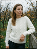 Women's Cable-Knit Crew Neck Jumper — Soft Everyday Pullover Sweater - Warm White