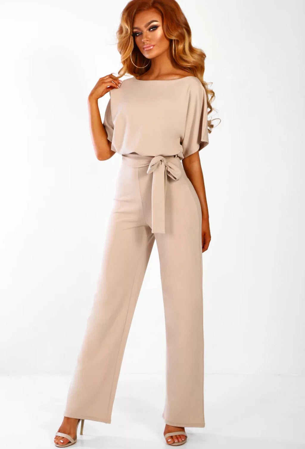 Jumpsuit Women | Soft Draping Fabric with Tie Waist | E&W - 2 - Elenwear