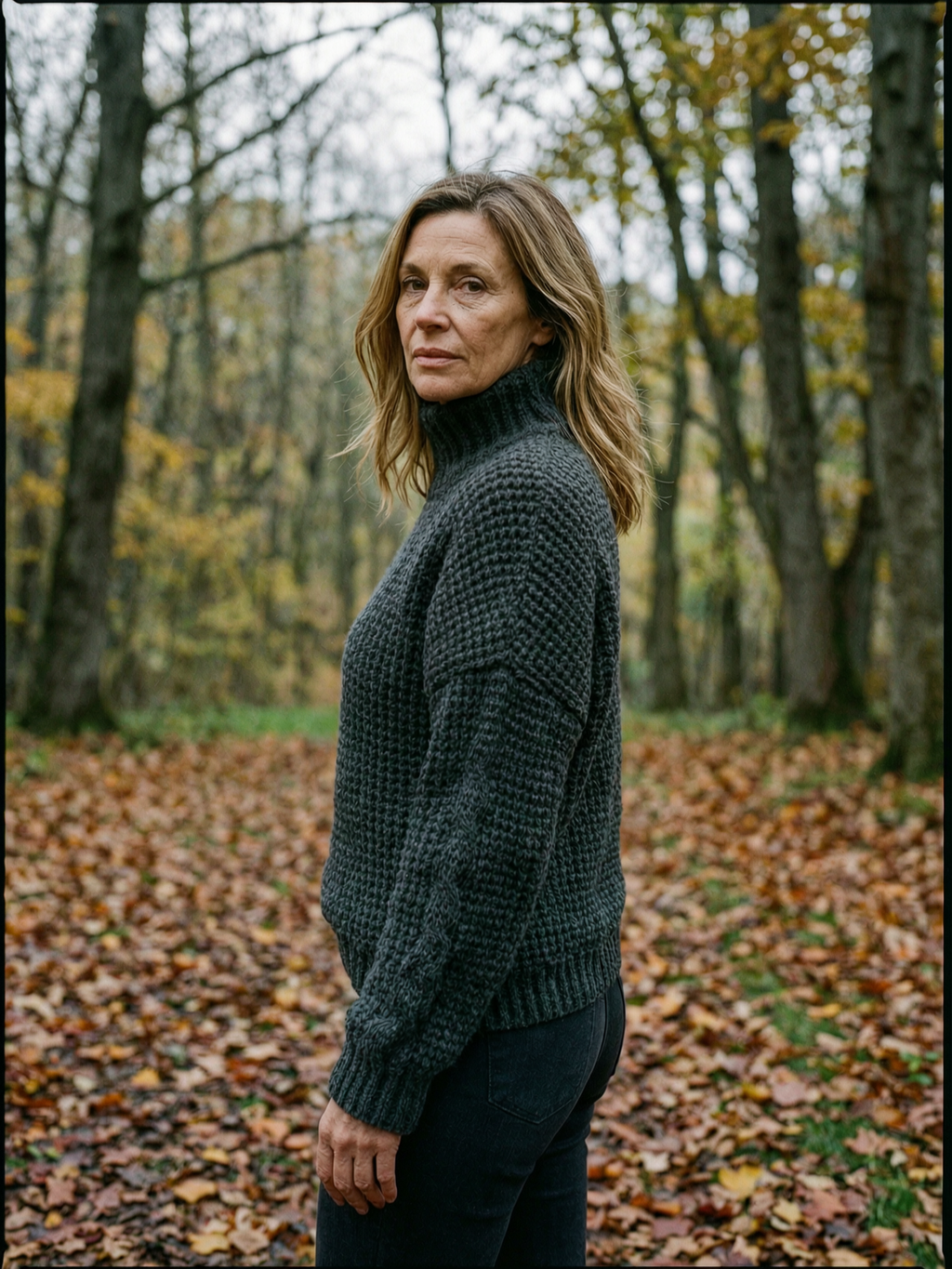 Women's Chunky Cable-Knit Turtleneck Jumper — Cosy Roll-Neck Sweater - Black And Gray