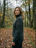 Women's Chunky Cable-Knit Turtleneck Jumper — Cosy Roll-Neck Sweater - Black And Gray