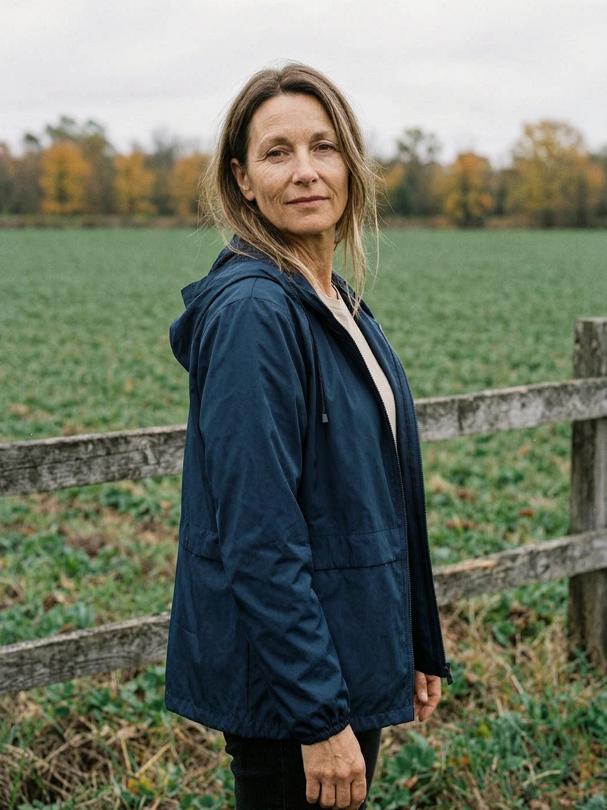 Women's Slim Zip-Through Rain Jacket — Lightweight Showerproof Hooded Coat - Dark Blue
