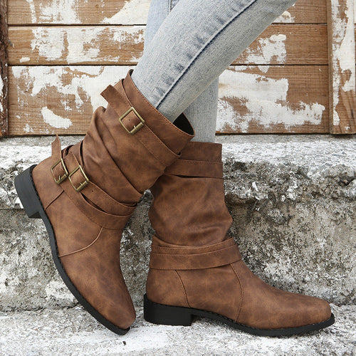 Ankle Boots for Women in Stylish Brown with Buckle Detail | E&W - 1 - Elenwear