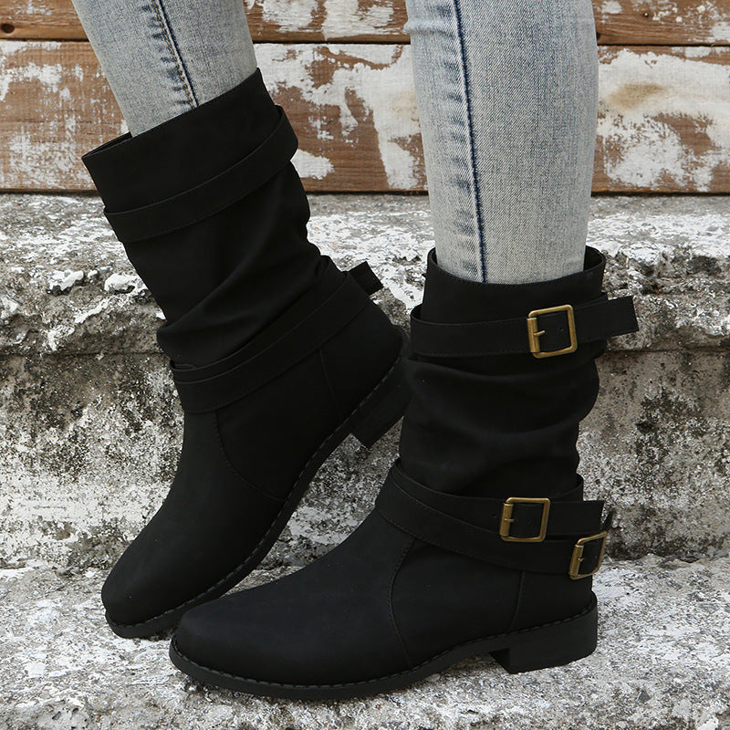 Ankle Boots for Women in Stylish Brown with Buckle Detail | E&W - 4 - Elenwear