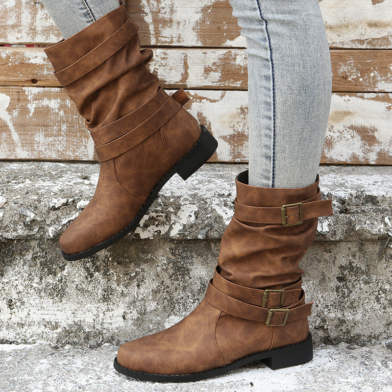 Ankle Boots for Women in Stylish Brown with Buckle Detail | E&W - 6 - Elenwear