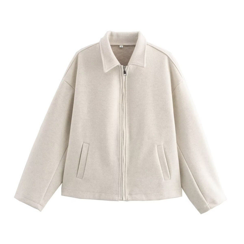 Women's Zip Jacket in Soft Fabric with Relaxed Fit | E&W - 1 - Elenwear
