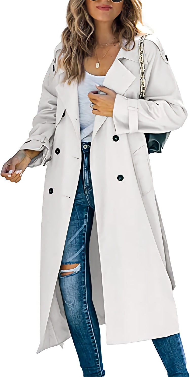 Trench Coat Women's Double-Breasted Style with Belt | E&W - 3 - Elenwear