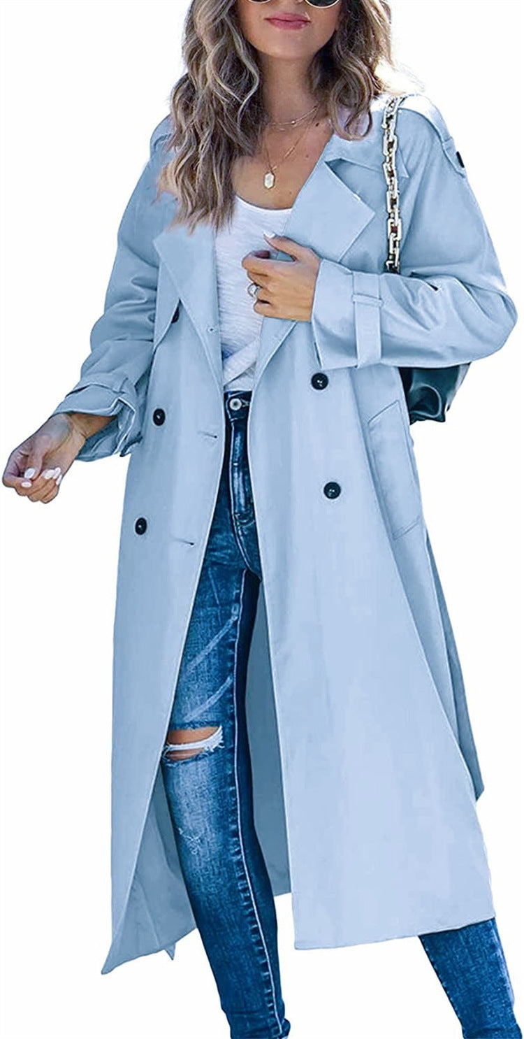 Trench Coat Women's Double-Breasted Style with Belt | E&W - 5 - Elenwear