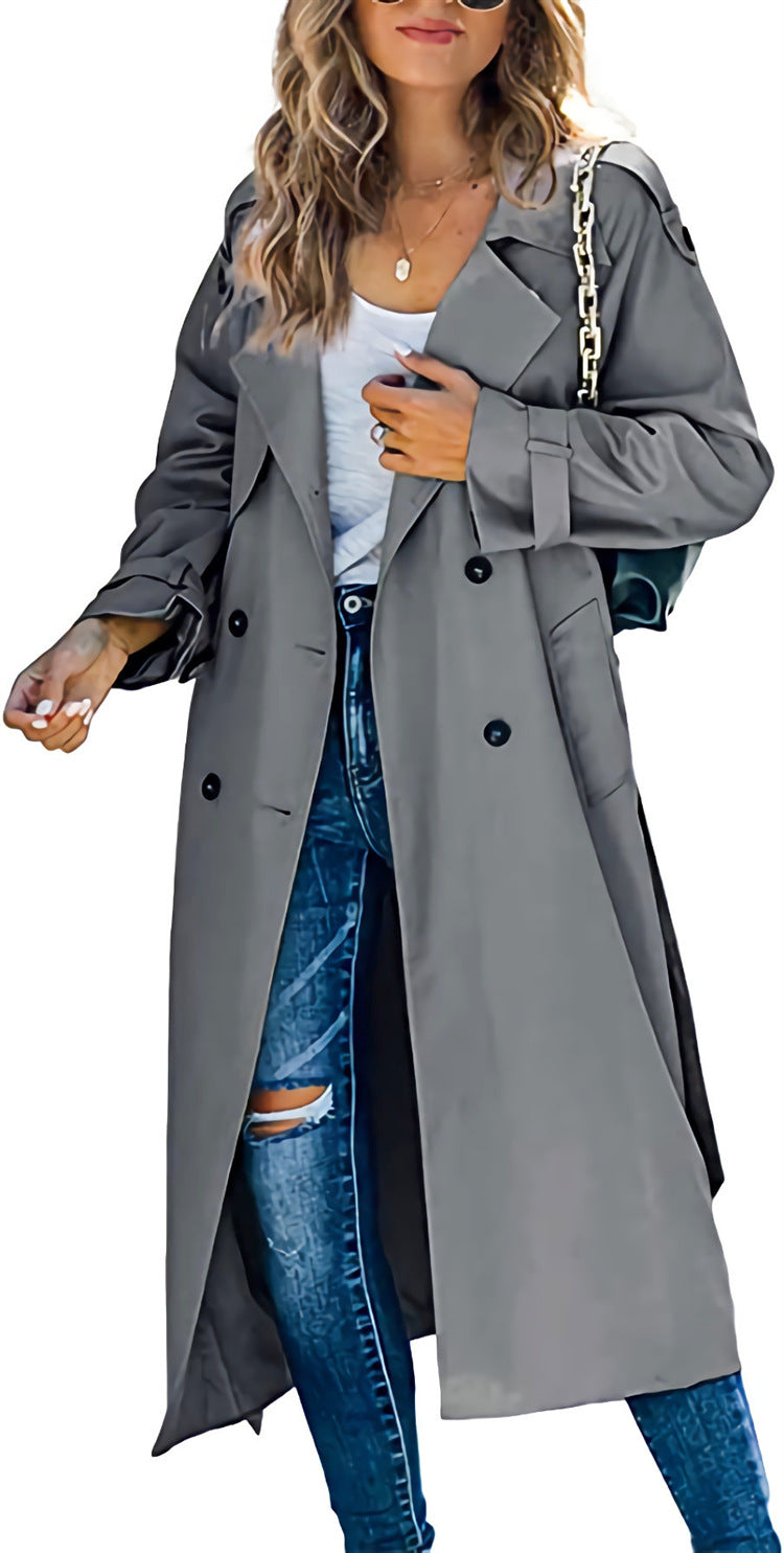 Trench Coat Women's Double-Breasted Style with Belt | E&W - 6 - Elenwear