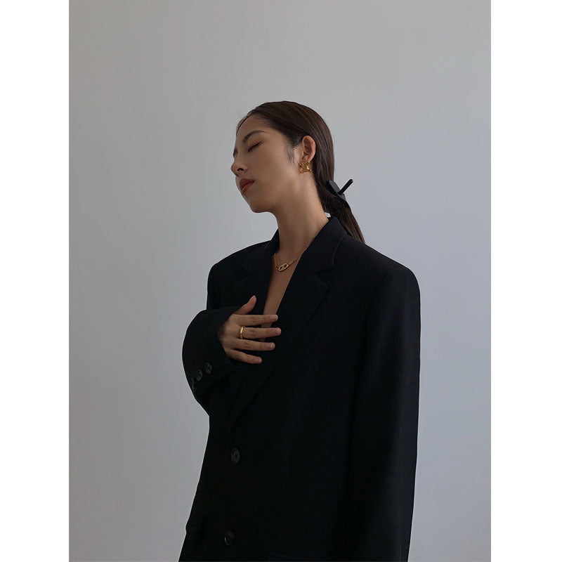 Women's Oversized Blazer with Classic Lapels | E&W - 2 - Elenwear