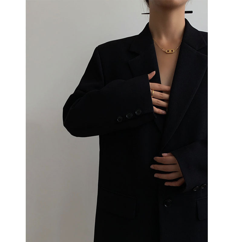 Women's Oversized Blazer with Classic Lapels | E&W - 3 - Elenwear