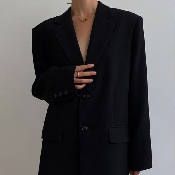 Women's Oversized Blazer with Classic Lapels | E&W - 4 - Elenwear