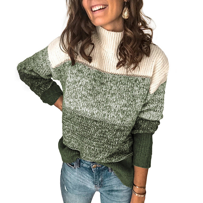 Colour Block Roll Neck Sweater Women's | Soft Knit Fabric | Warm and Stylish | E&W - 2 - Elenwear