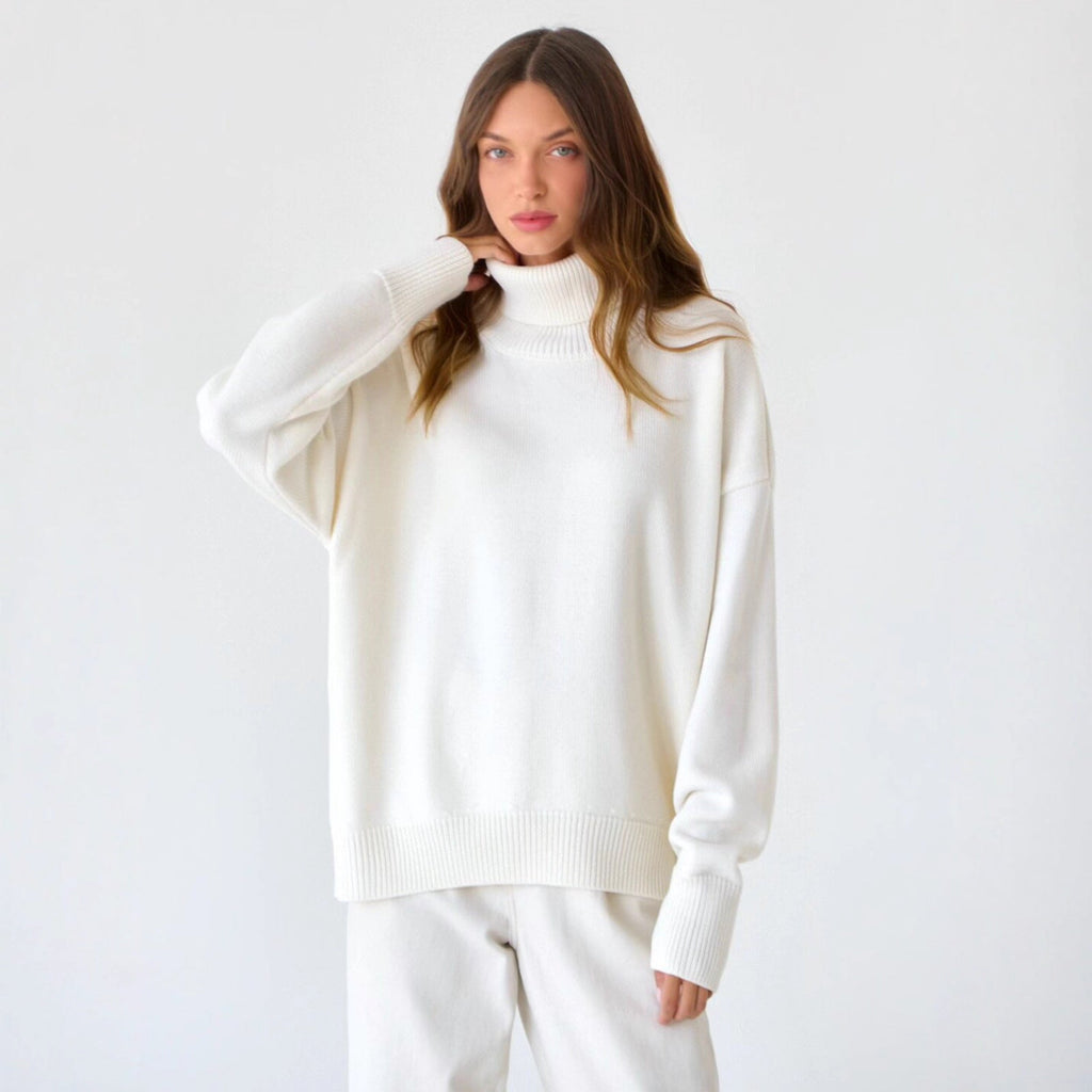 Oversized Women's Roll Neck Jumper in Soft Knit | E&W - 2 - Elenwear