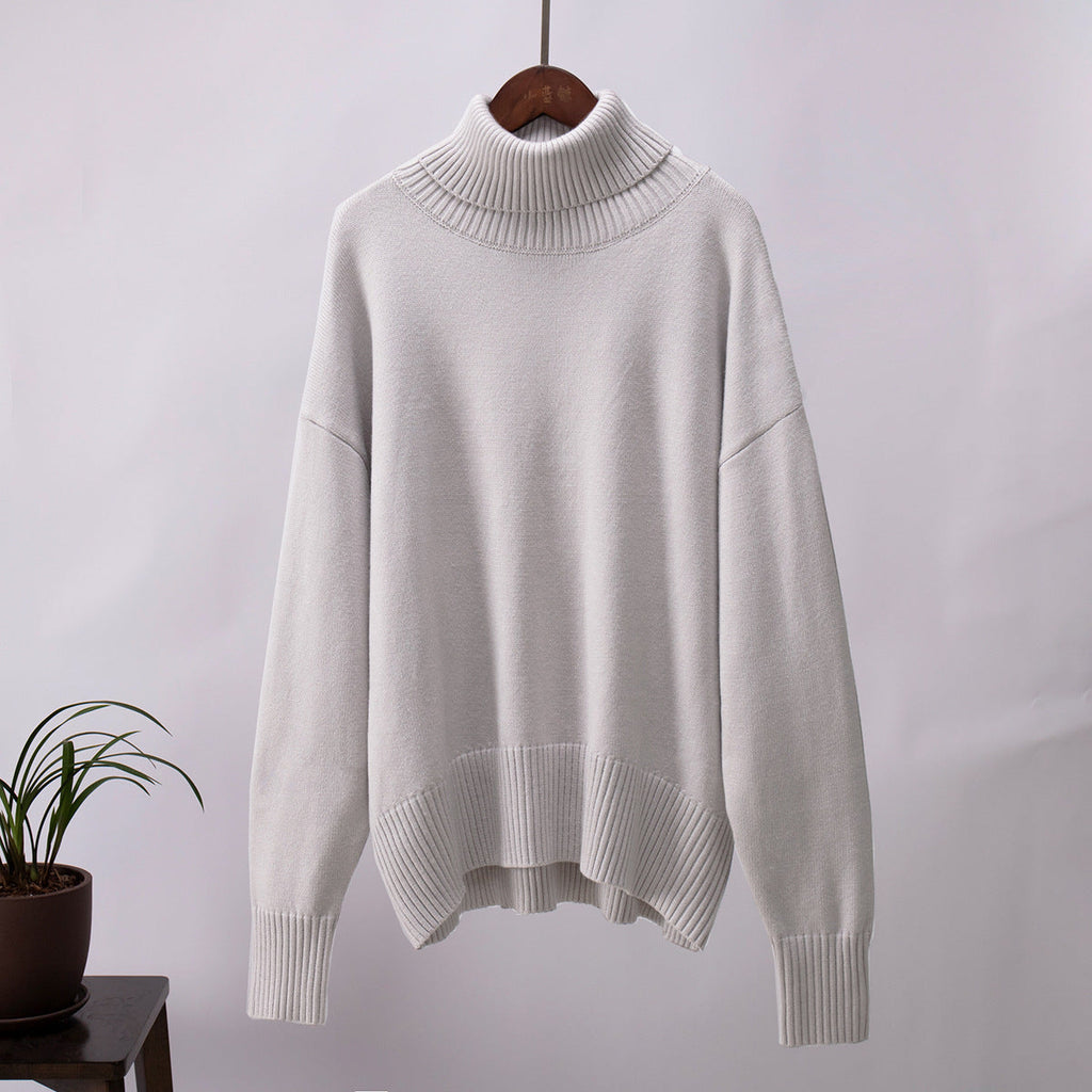 Oversized Women's Roll Neck Jumper in Soft Knit | E&W - 4 - Elenwear