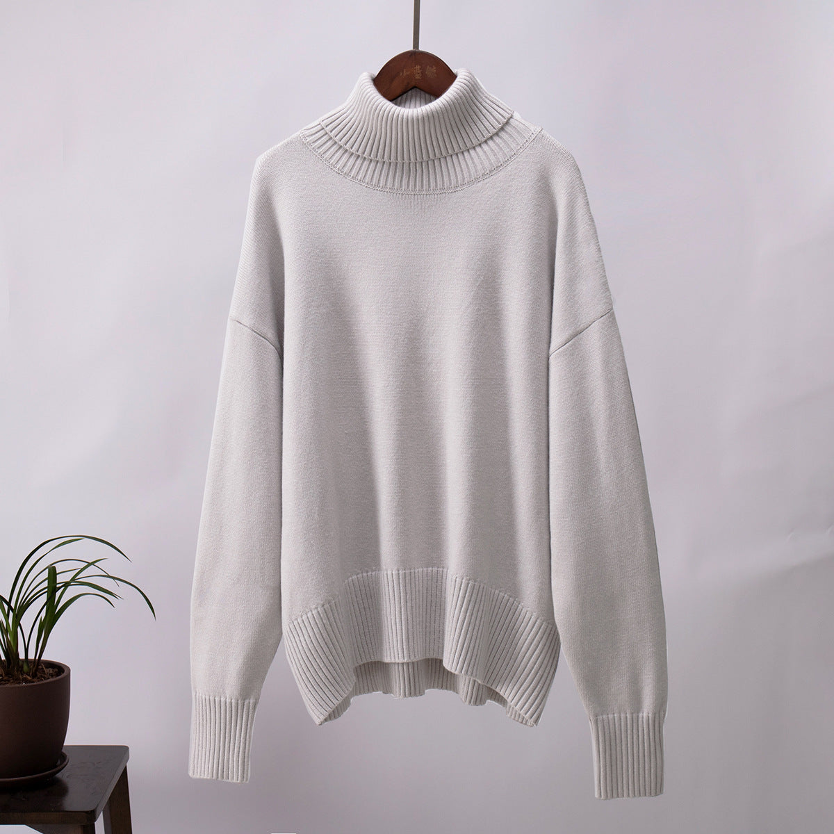 Oversized Women's Roll Neck Jumper in Soft Knit | E&W - 4 - Elenwear
