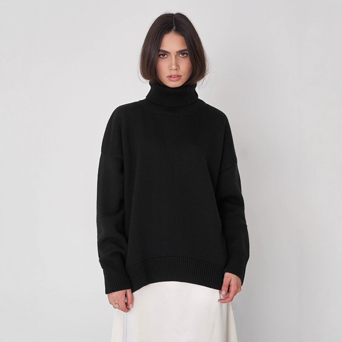 Oversized Women's Roll Neck Jumper in Soft Knit | E&W - 6 - Elenwear