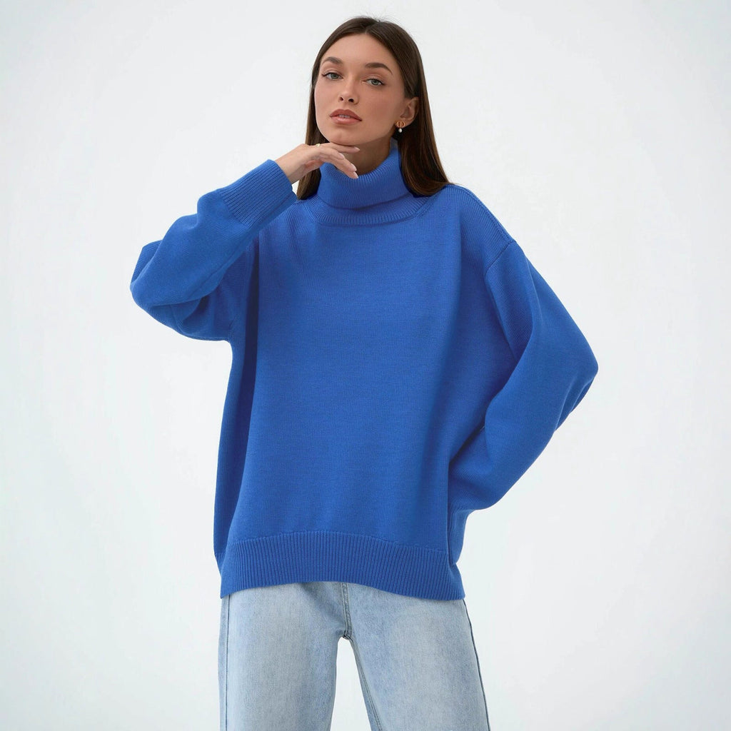 Oversized Women's Roll Neck Jumper in Soft Knit | E&W - 8 - Elenwear