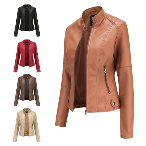 Biker Jacket Women | Soft faux leather with fitted silhouette | E&W - 2 - Elenwear