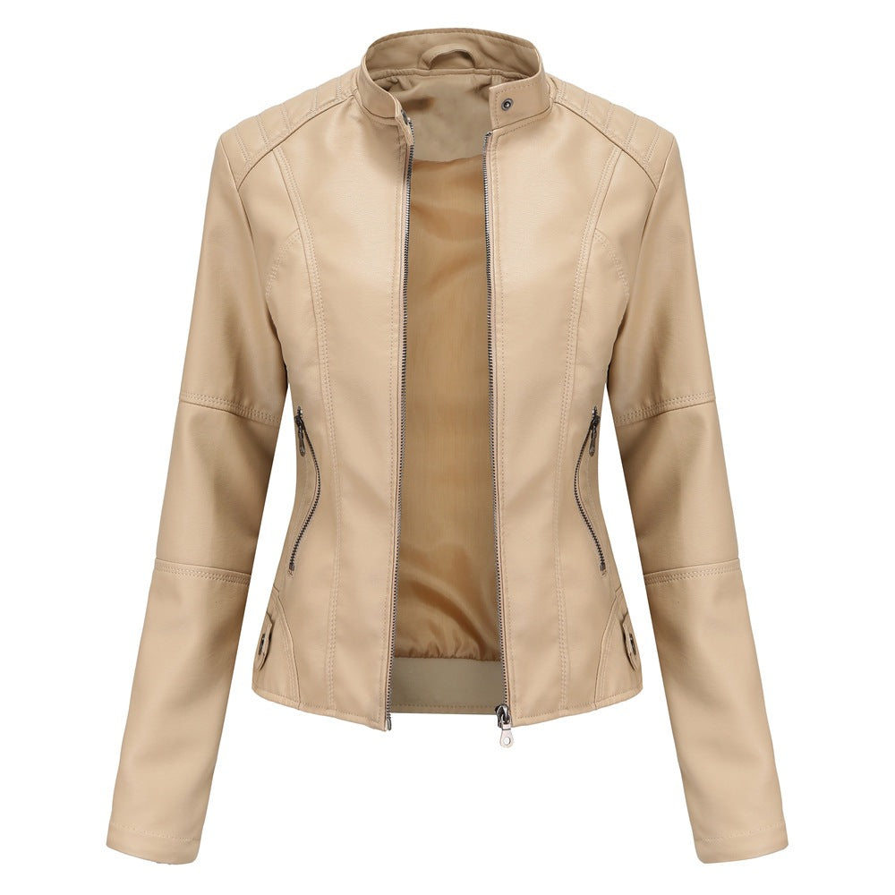 Biker Jacket Women | Soft faux leather with fitted silhouette | E&W - 4 - Elenwear