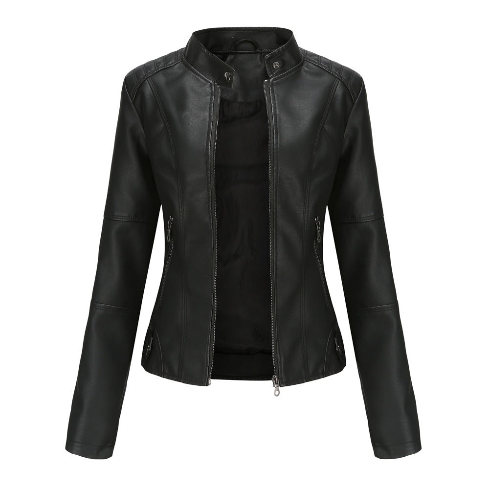 Biker Jacket Women | Soft faux leather with fitted silhouette | E&W - 7 - Elenwear