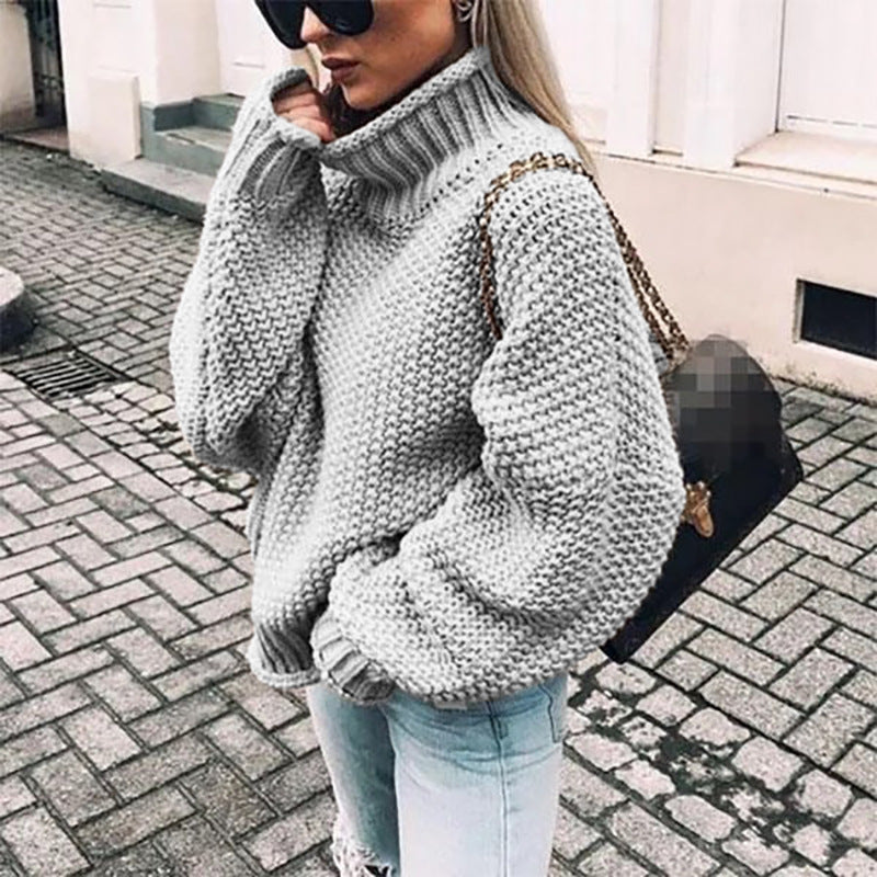 Chunky Knit Roll Neck Jumper for Women | Cozy Oversized Fit | E&W - 2 - Elenwear