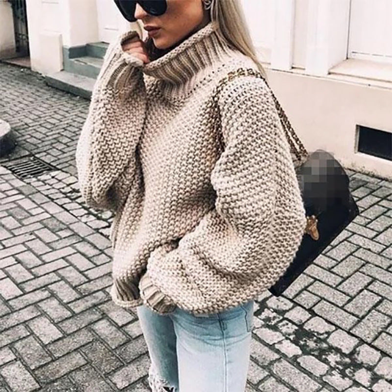 Chunky Knit Roll Neck Jumper for Women | Cozy Oversized Fit | E&W - 4 - Elenwear
