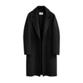 Long Women's Coat with Notched Lapel and Side Pockets | E&W - 1 - Elenwear