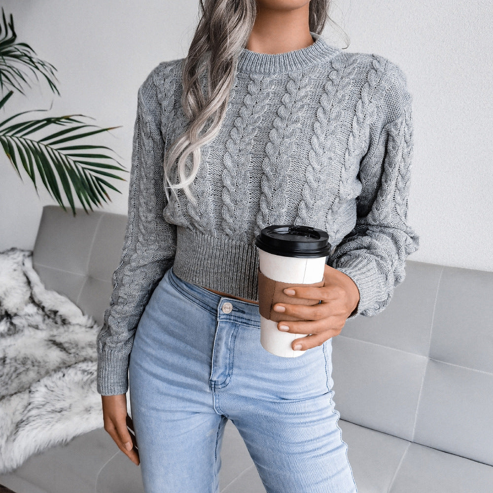 Cropped Cable Knit Jumper Women's | Soft Textured Design | E&W - 1 - Elenwear