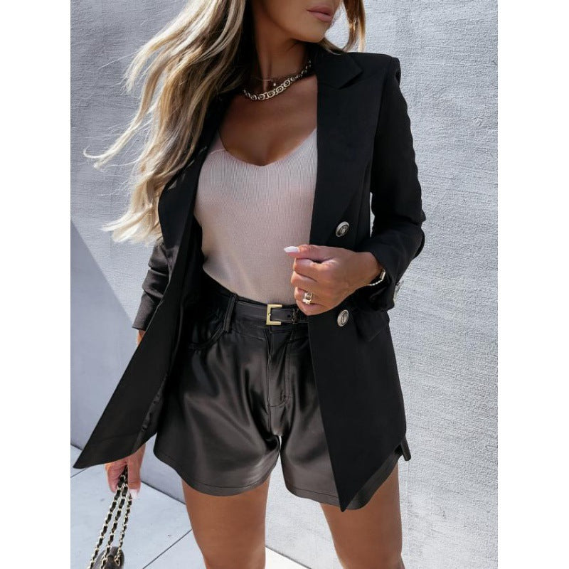 Blazer Women's Tailored Fit in Light Blue with Double-Breasted Style | E&W - 6 - Elenwear