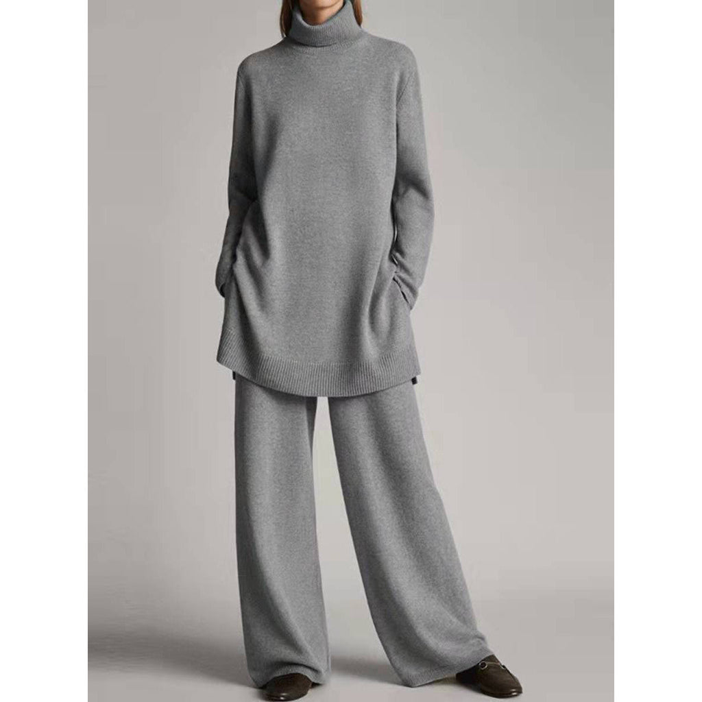 Two-Piece Knitted Set for Women | Relaxed Fit with Roll Neck | E&W - 2 - Elenwear