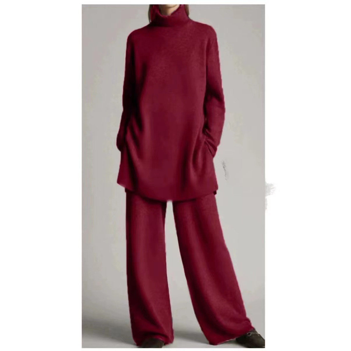 Two-Piece Knitted Set for Women | Relaxed Fit with Roll Neck | E&W - 4 - Elenwear