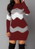 Bodycon Knitted Dress for Women | Chic Chevron Pattern | E&W - 3 - Elenwear