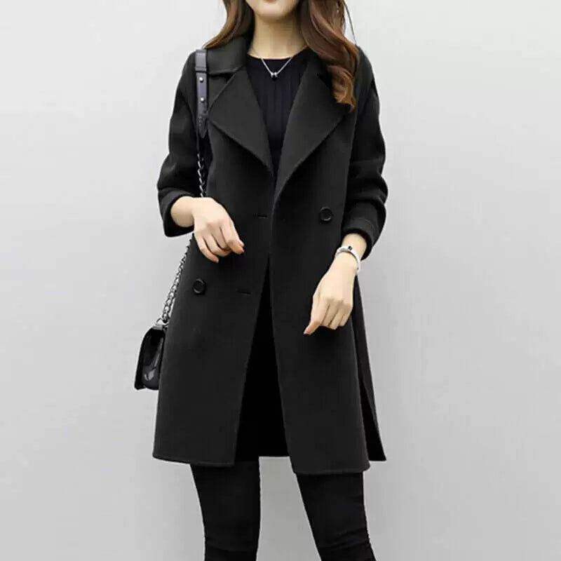 Double-Breasted Women's Jacket in Olive Green | E&W - 5 - Elenwear