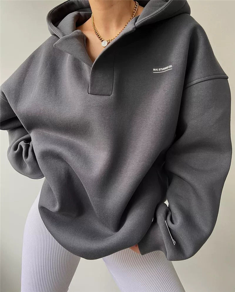Hooded Sweatshirt Women | Relaxed Fit with Stylish Collar | E&W - 1 - Elenwear