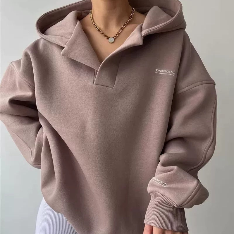 Hooded Sweatshirt Women | Relaxed Fit with Stylish Collar | E&W - 2 - Elenwear