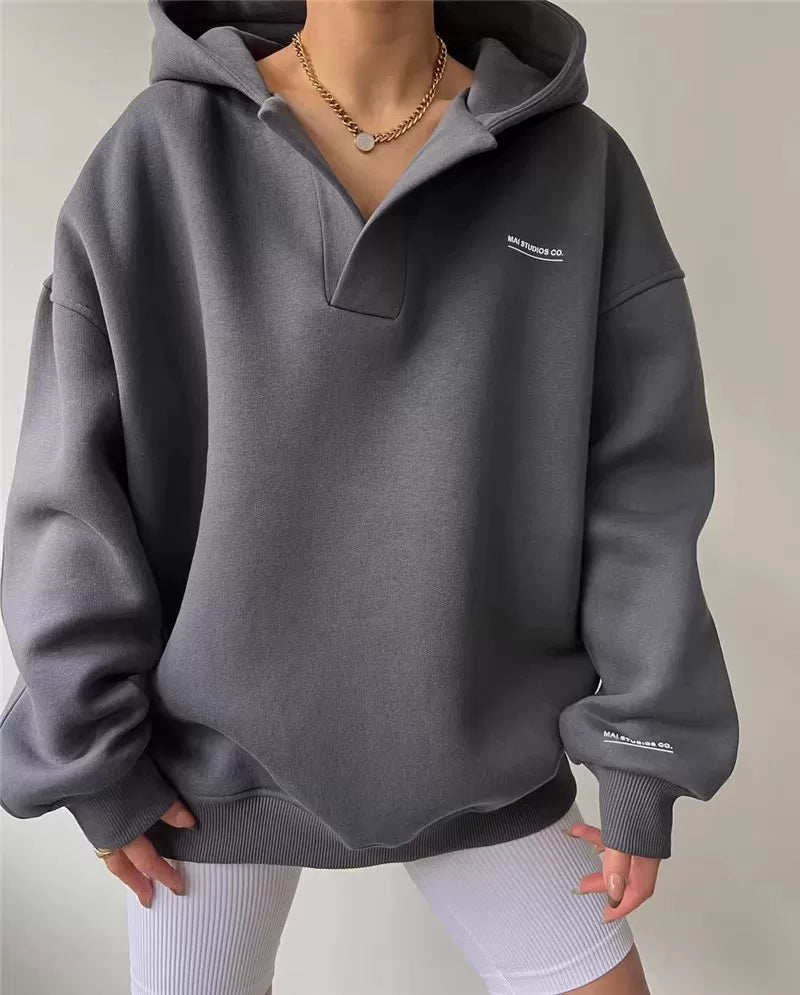 Hooded Sweatshirt Women | Relaxed Fit with Stylish Collar | E&W - 4 - Elenwear