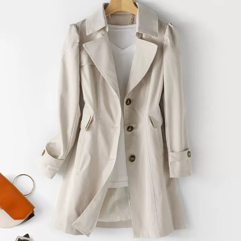 Trench Coat Women's Tailored Design with Button Fastening | E&W - 1 - Elenwear