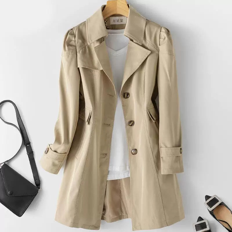 Trench Coat Women's Tailored Design with Button Fastening | E&W - 3 - Elenwear