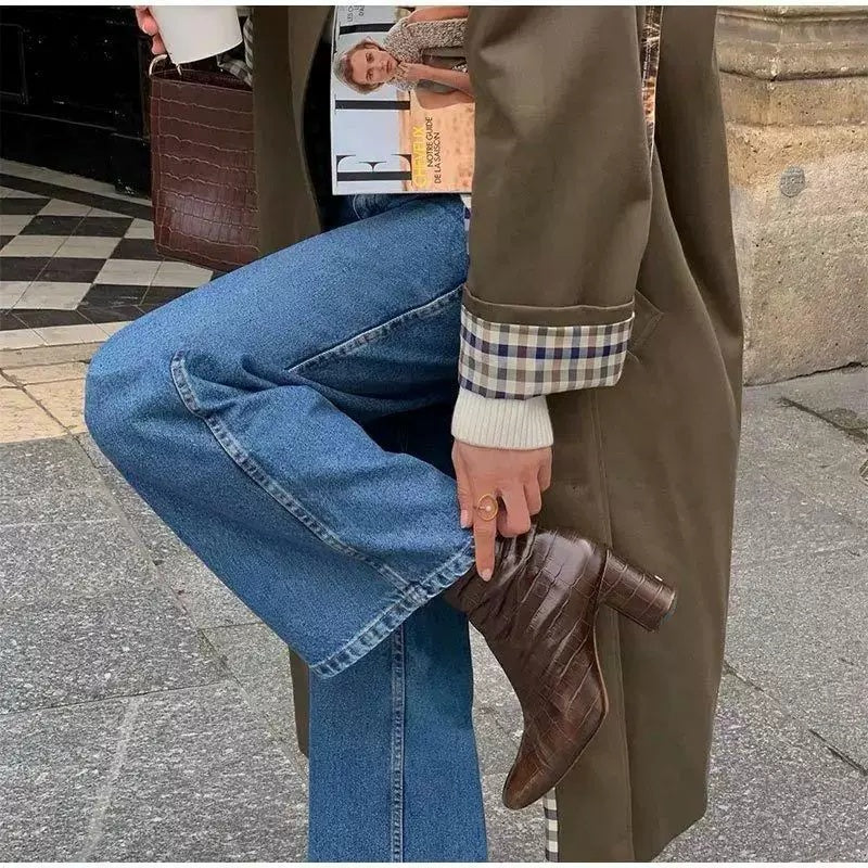 Trench Coat Women's Long Check Lining | E&W - 4 - Elenwear