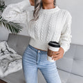 Cropped Jumper Women's Knitted Design with Cable Detail | E&W - 3 - Elenwear