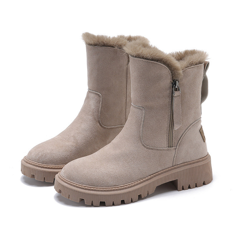 Women's Fashion Boots with Luxurious Faux Fur Trim and Sturdy Sole | E&W - 2 - Elenwear