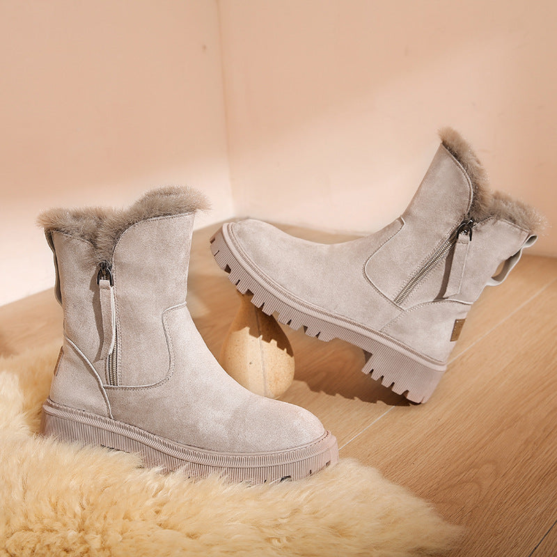 Women's Fashion Boots with Luxurious Faux Fur Trim and Sturdy Sole | E&W - 4 - Elenwear
