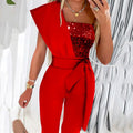 One-Shoulder Women's Jumpsuit with Sparkling Detail | E&W - 7 - Elenwear